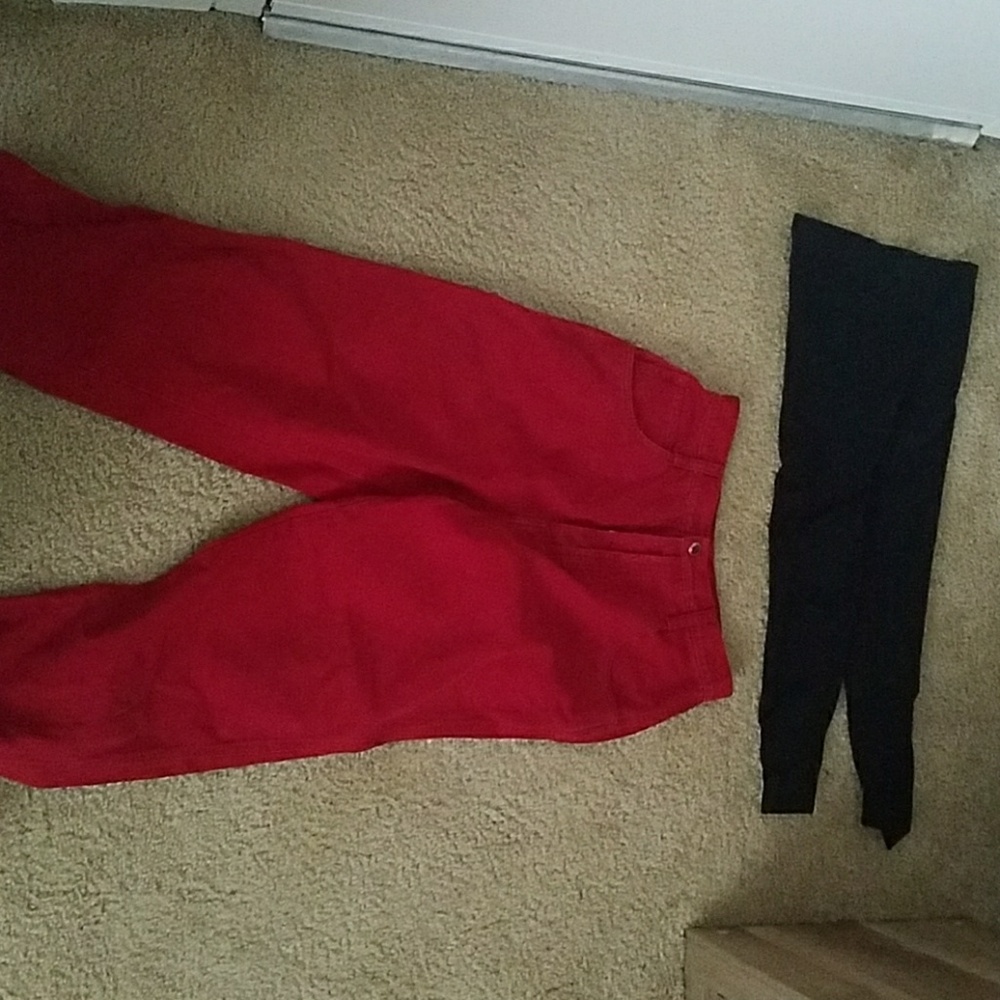 Leggings (one size), Red jeans (13 L)