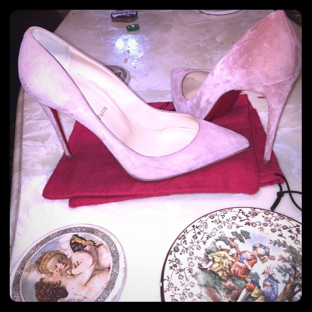 Authentic Christian Louboutin Pink Suede Pigalle - Picture 3 of 5