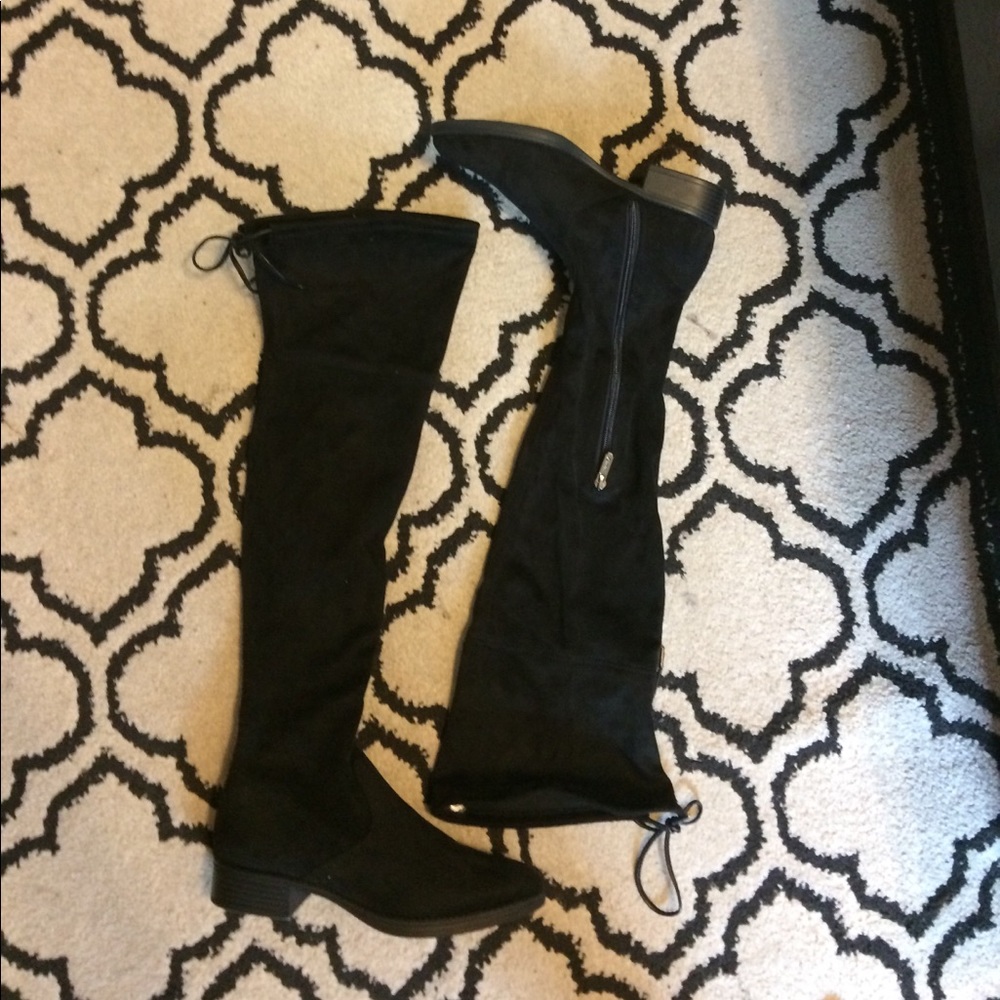 Knee high faux suede boots