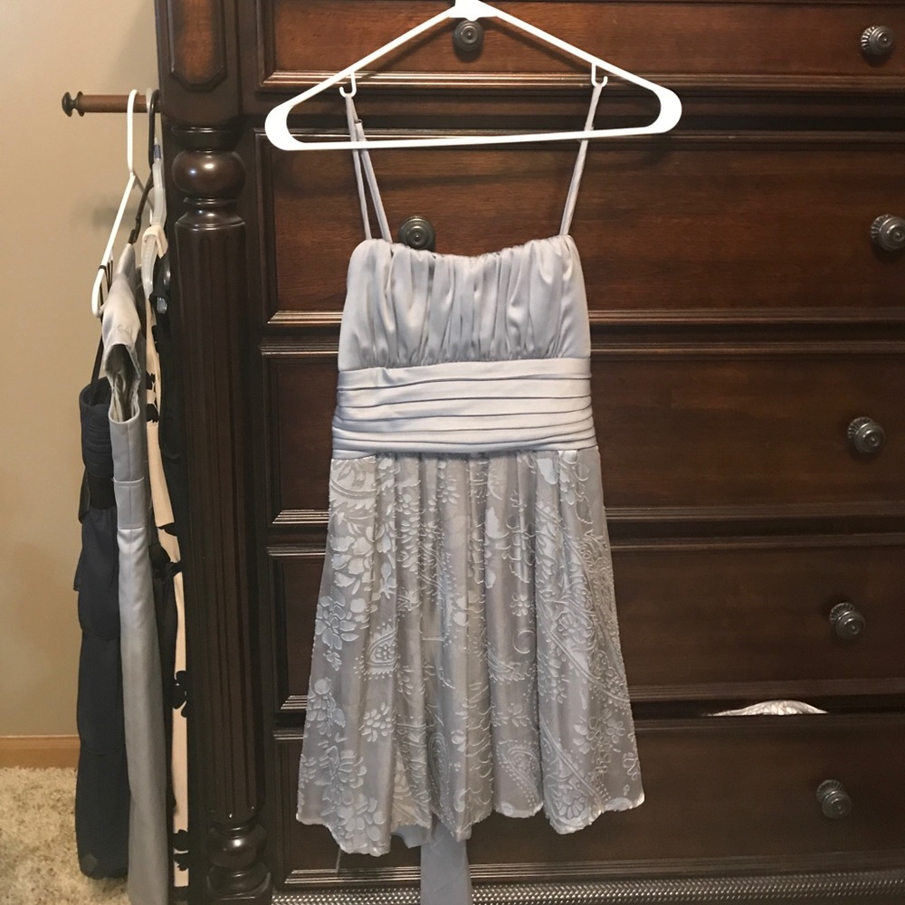 Silver lace/satin cocktail dress