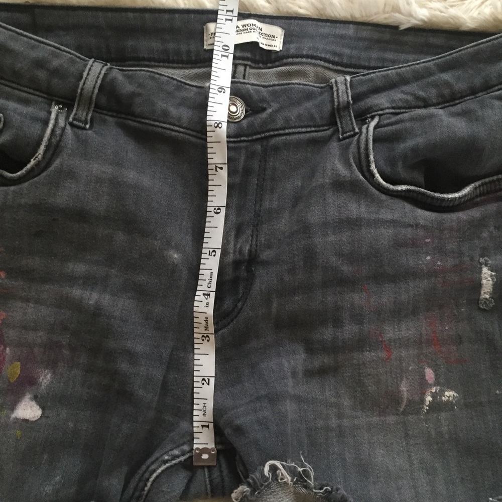 Zara woman grey paint splatter Cut Off Shorts - Picture 5 of 8