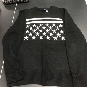Men's L Black and White Stars & Stripes Sweater