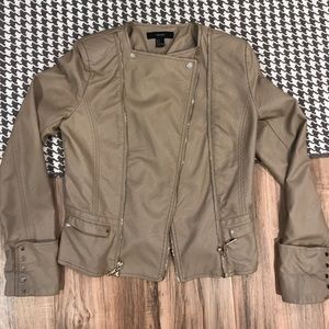 Nude leather Asymmetrical Moto jacket 🍁