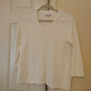 White, 3/4 sleeve t