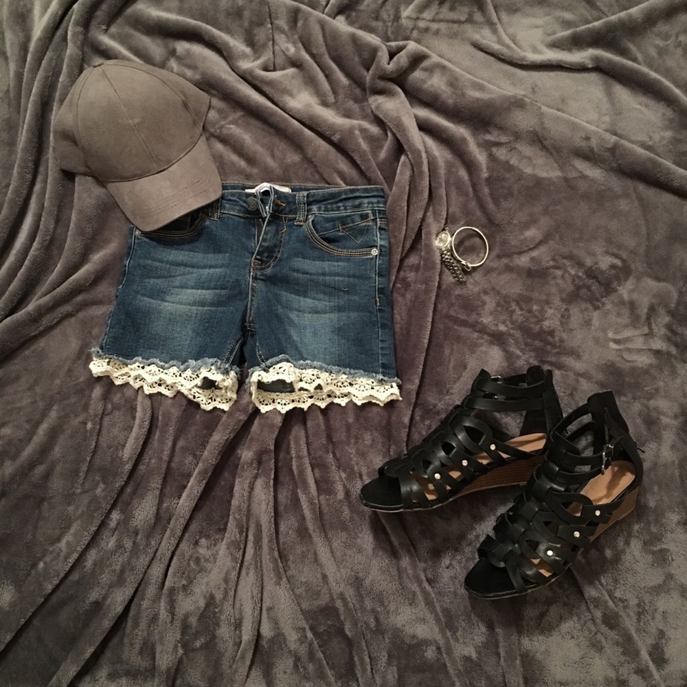 Lace hem denim shorts PLEASE READ
