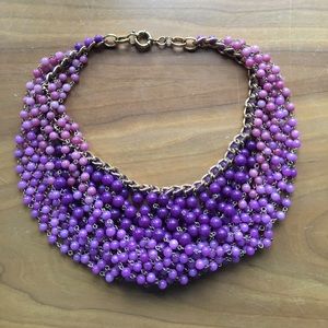 J Crew purple beaded statement necklace