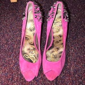 Sam Edelman Pink Studded Peep Toe Shoes