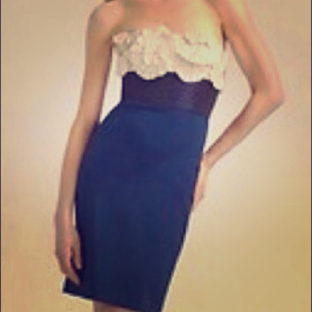 BCBG Stretch Satin Dress with Taffeta top size 0