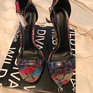 Multi print snake print design heels