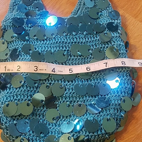 Turquoise Sequined Mini Purse - Picture 4 of 5