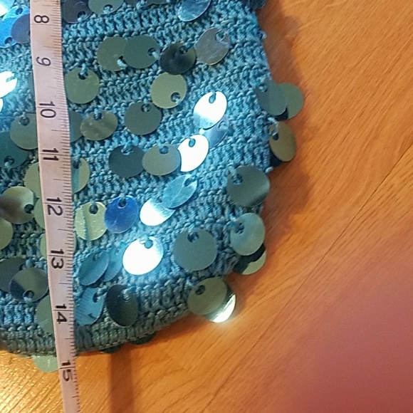 Turquoise Sequined Mini Purse - Picture 5 of 5