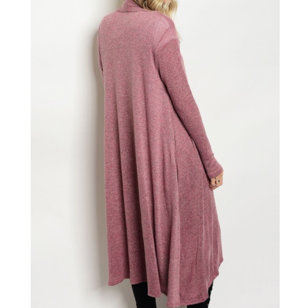Mauve Cardigan Duster Knit Sweater - Picture 2 of 2