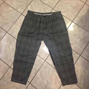 Cropped Plaid Panel Trouser