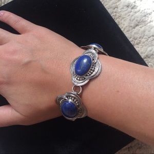 Blue stone sterling silver bracelet