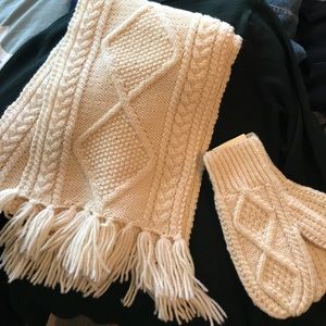 Handknit Irish scarf and and mittens