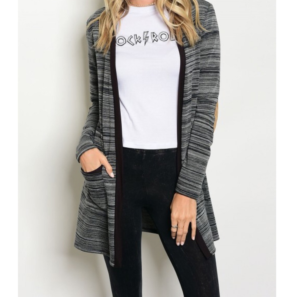 Camel elbow Patch Cardigan Knit Sweater