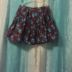 Red and blue floral skirt