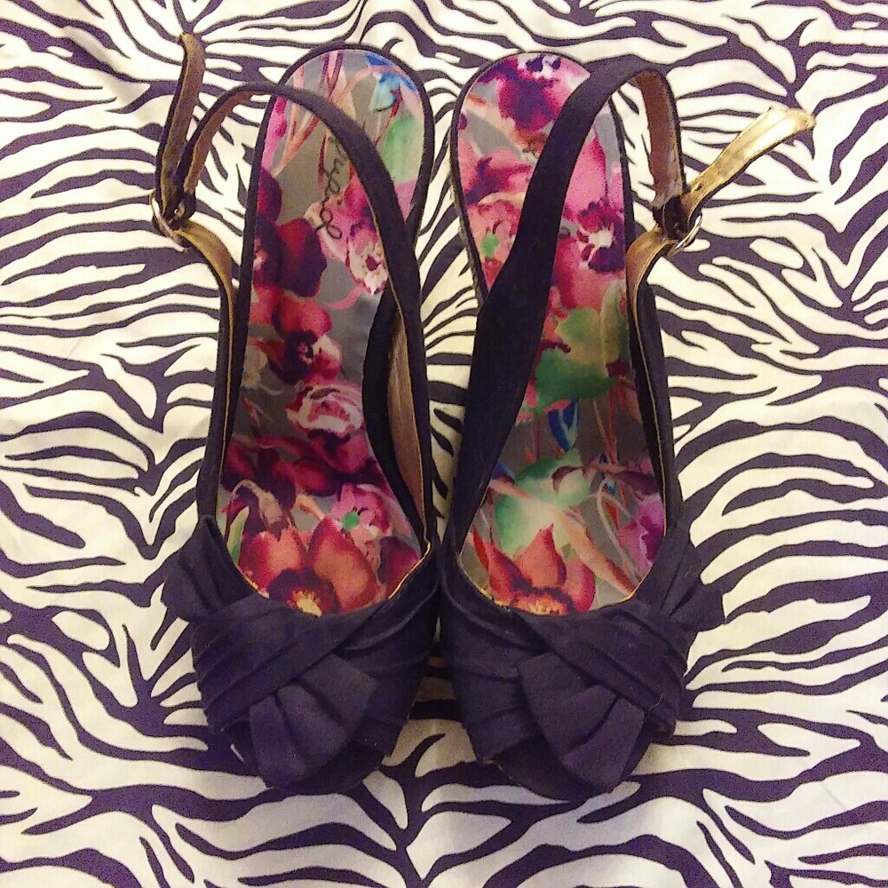 🎀Black bow tie wedges.🎀