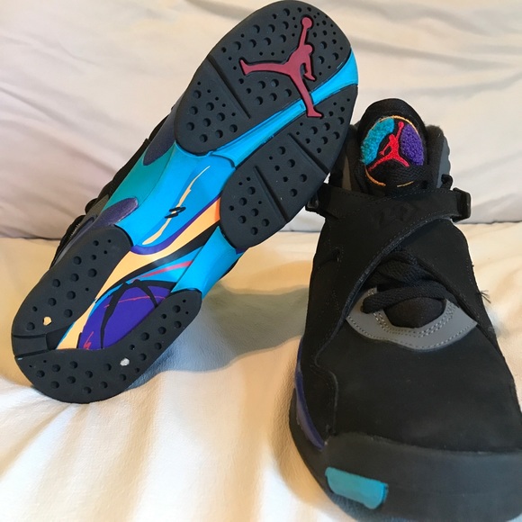 Nike Air Jordan Children’s Retro Aqua 8 Size 5.5 - Picture 2 of 8