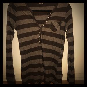 Super Soft! Brown Striped Long Sleeve Tee!