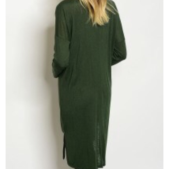 Olive Green Knit Cardigan Sweater - Picture 2 of 2