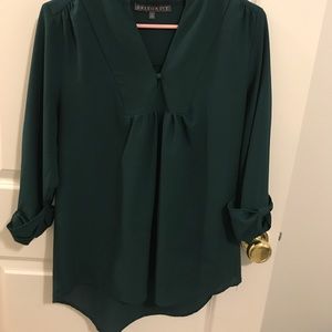 Rich green high low blouse.
