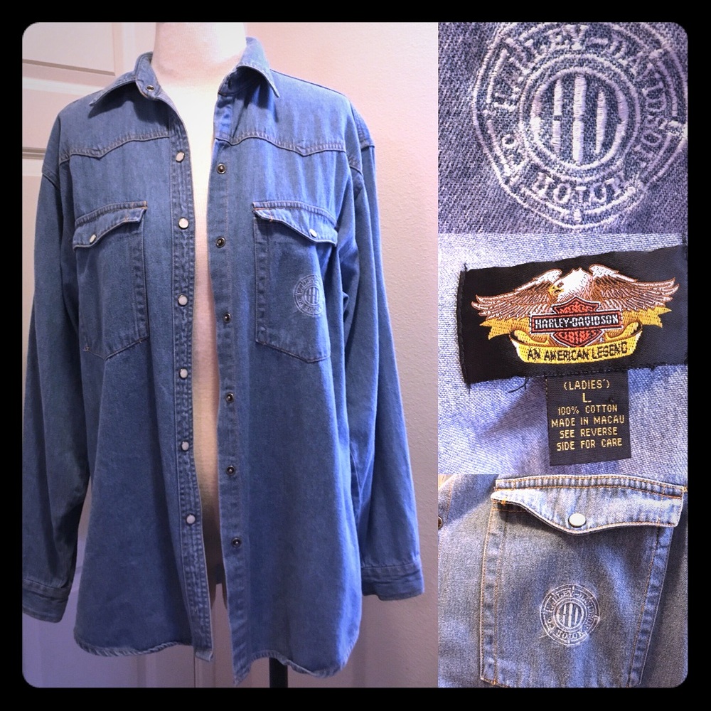 HARLEY DAVIDSON DENIM BUTTON-DOWN