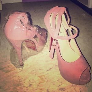 Brand New Pink Suede High Heel Shoes