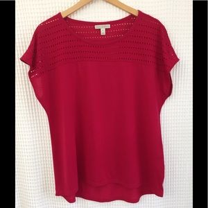 EUC Bright pink red top with shoulder detail