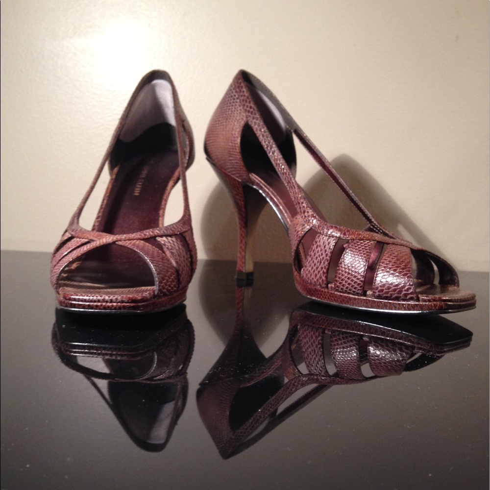 AK Anne Klein Brown peep toe heel "Novia", 6.5