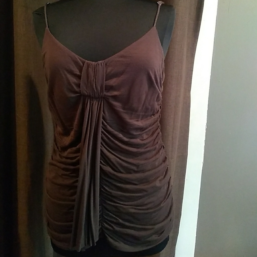 Arden B brand brown stretchy ruched tank