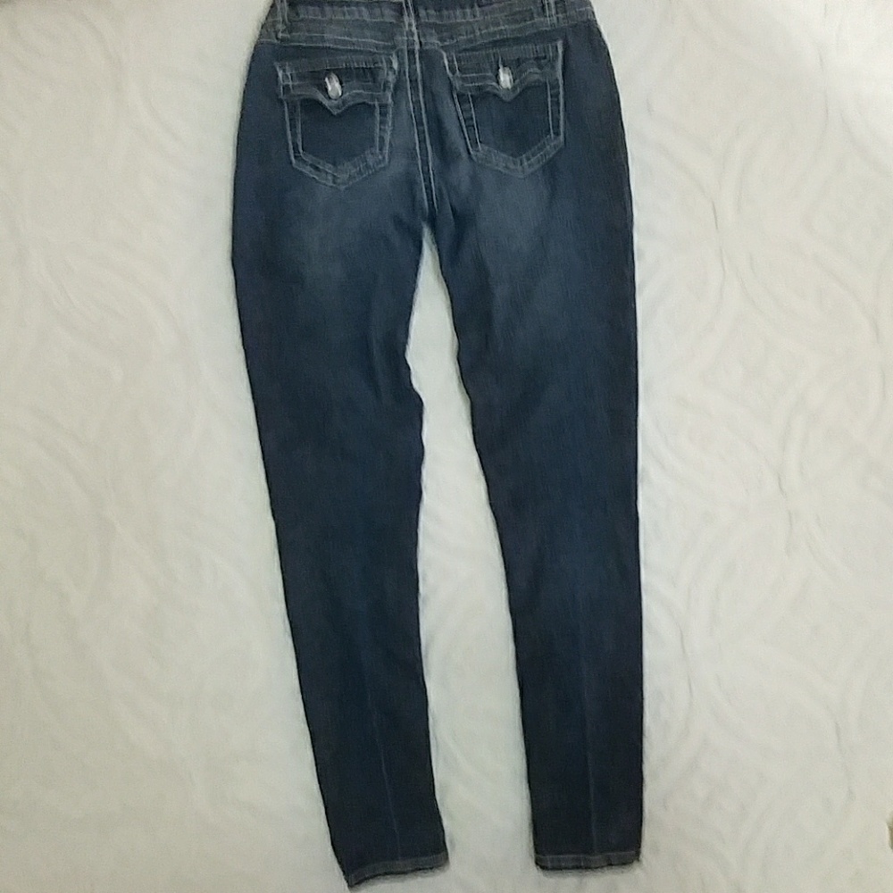 💀Rhinestone Distressed Skinny Jeans sz 7/8 - Picture 3 of 8