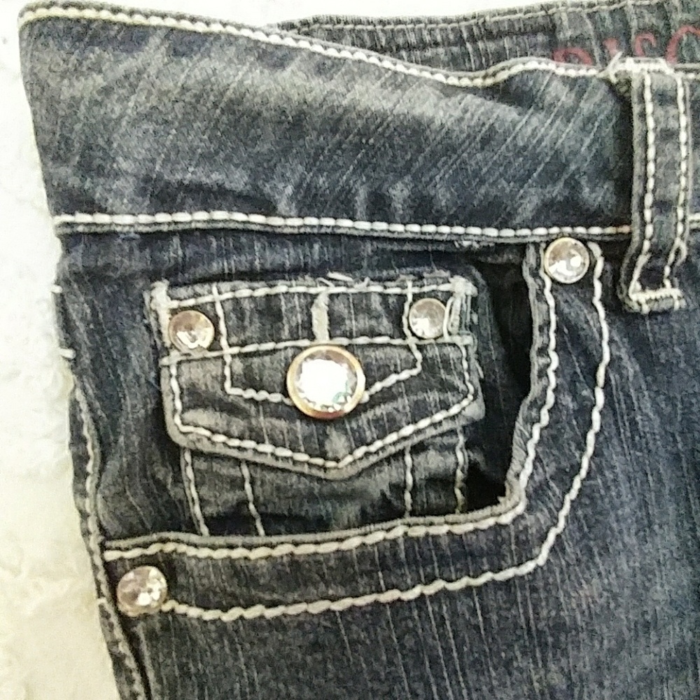💀Rhinestone Distressed Skinny Jeans sz 7/8 - Picture 6 of 8
