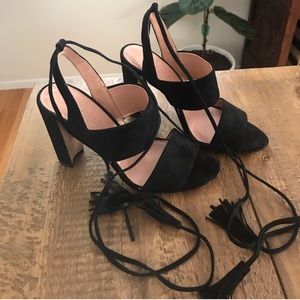 Madewell suede tassel heels