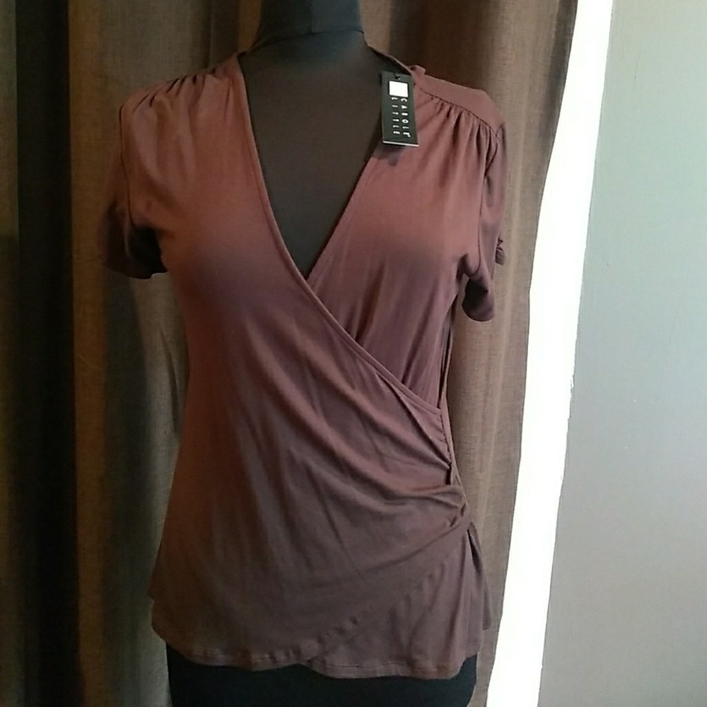Carole Little brand new with tags brown v-neck top