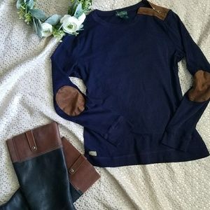 Lauren ralph Lauren equestrian top w/suede elbow