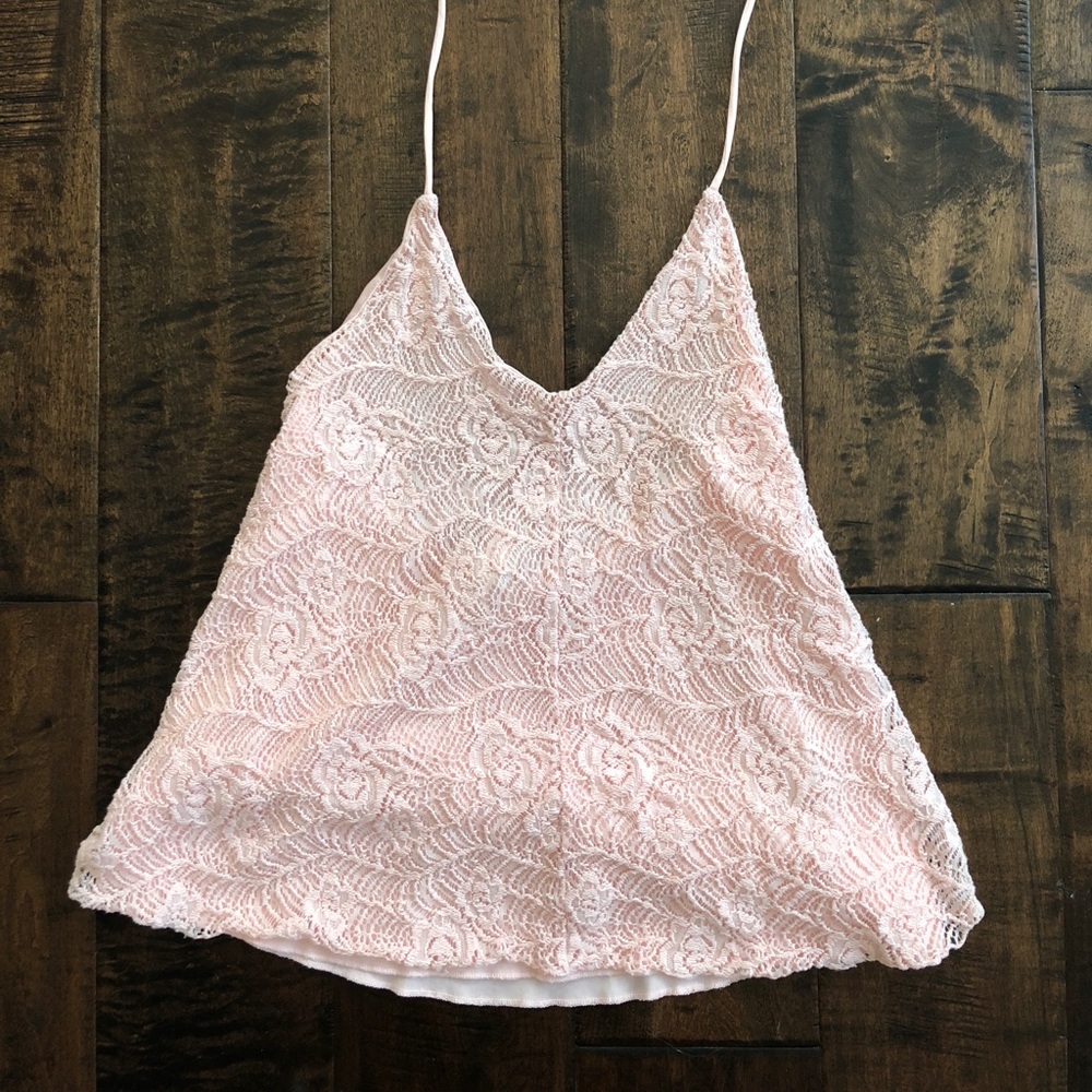 Super cute lacy pink halter top