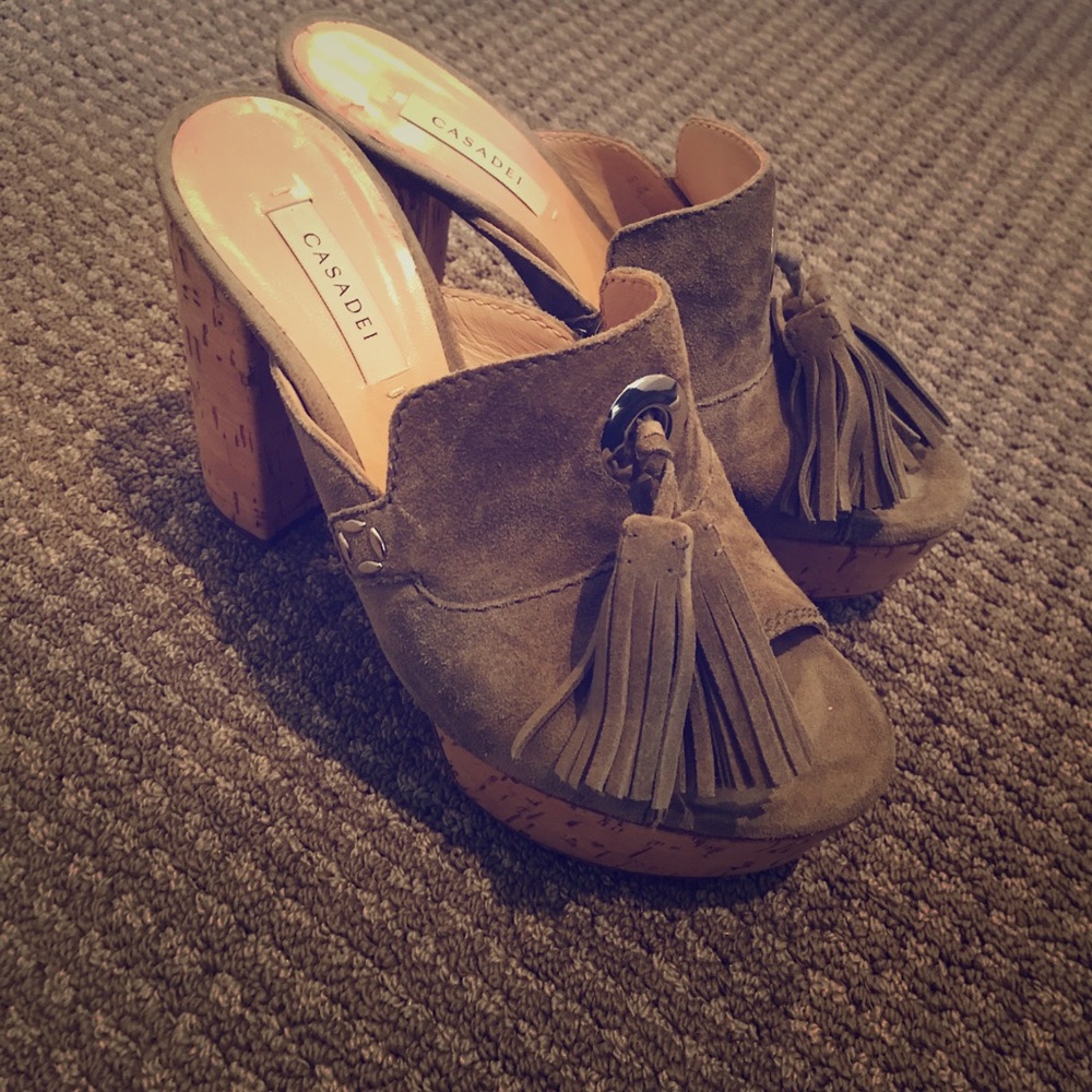 Casadei peep toe platform heel