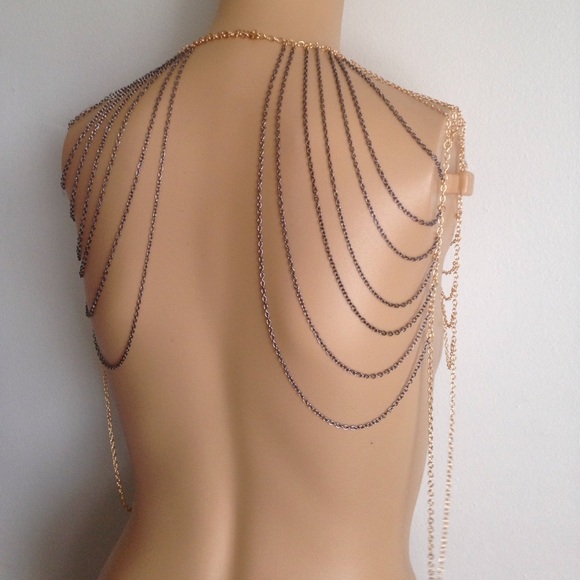🌵Drape Body Chain Necklace Shoulder Gold Gunmetal - Picture 4 of 5