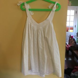 White eyelet tank. Lined.
