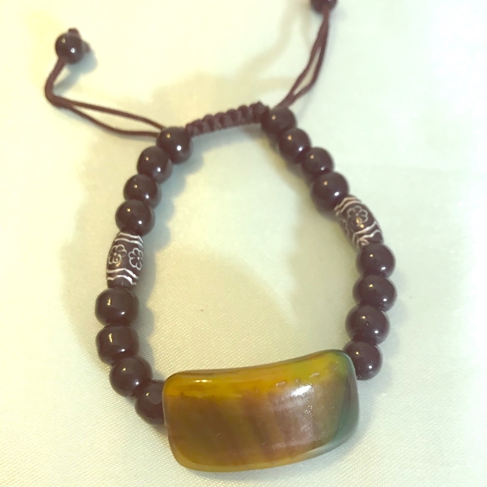 Handmade Black Bracelet with Stone 💛