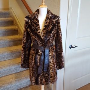 Calvin Klein Faux Fur Wrap Trench - S