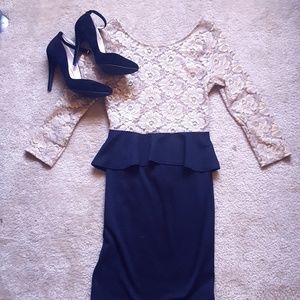 Peplum Long Sleeve Holiday Dress