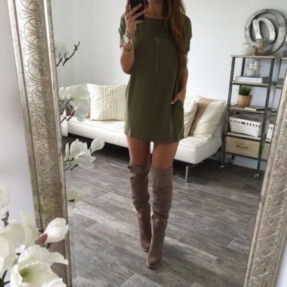 DARK GREEN TSHIRT DRESS