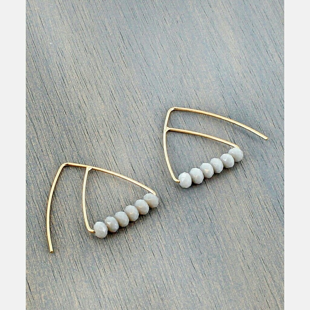 🎉SALE🎉 Grey Bead Triangle Wire Earrings