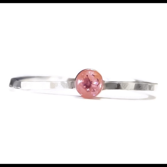 925 Sterling Silver 3mm Pink Topaz Gemstone Ring - Picture 2 of 8