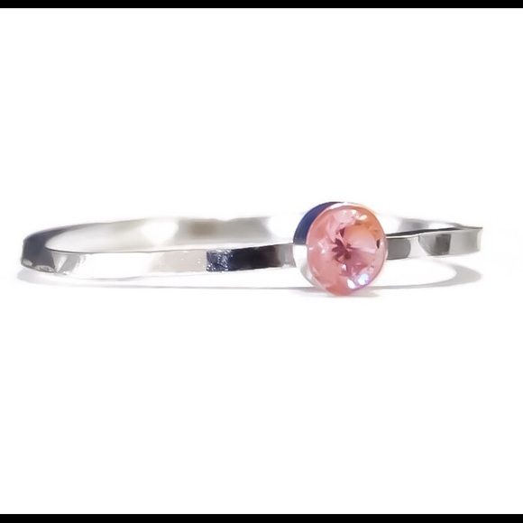 925 Sterling Silver 3mm Pink Topaz Gemstone Ring - Picture 3 of 8