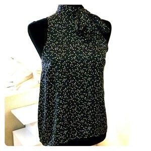 H&M Silky Bow Neck Tie High Low Top