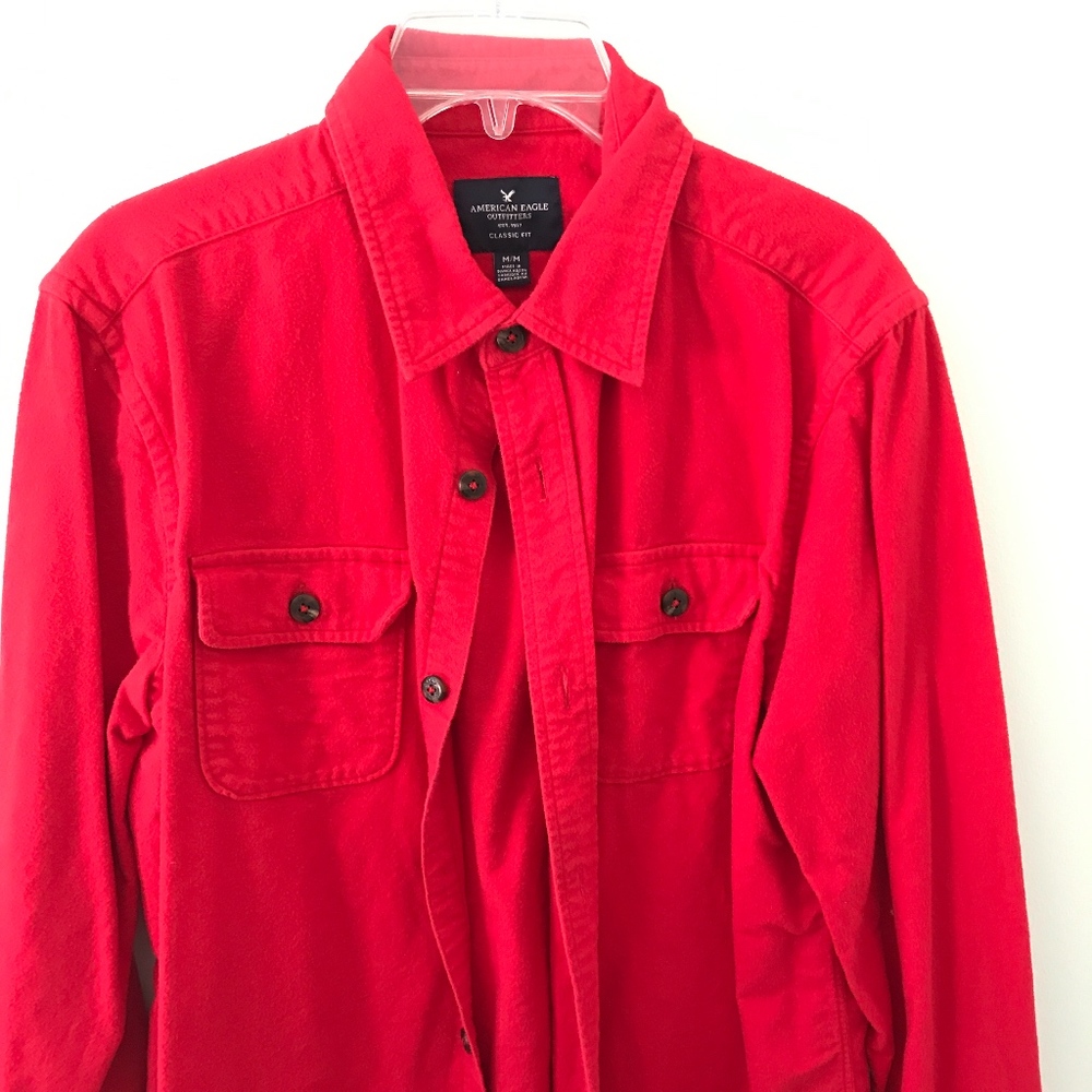 Mens Red Flannel Button Down Shirt
