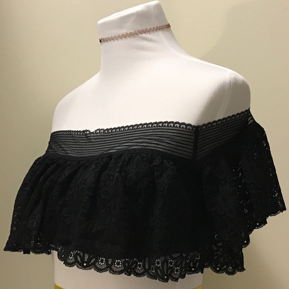 VS PINK Lace Off The Shoulder Bralette - Black - Picture 6 of 7